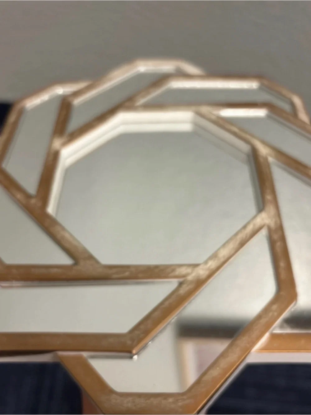 Gold Octagonal Layered Wall Mirror Pair - Decorative Home Accent